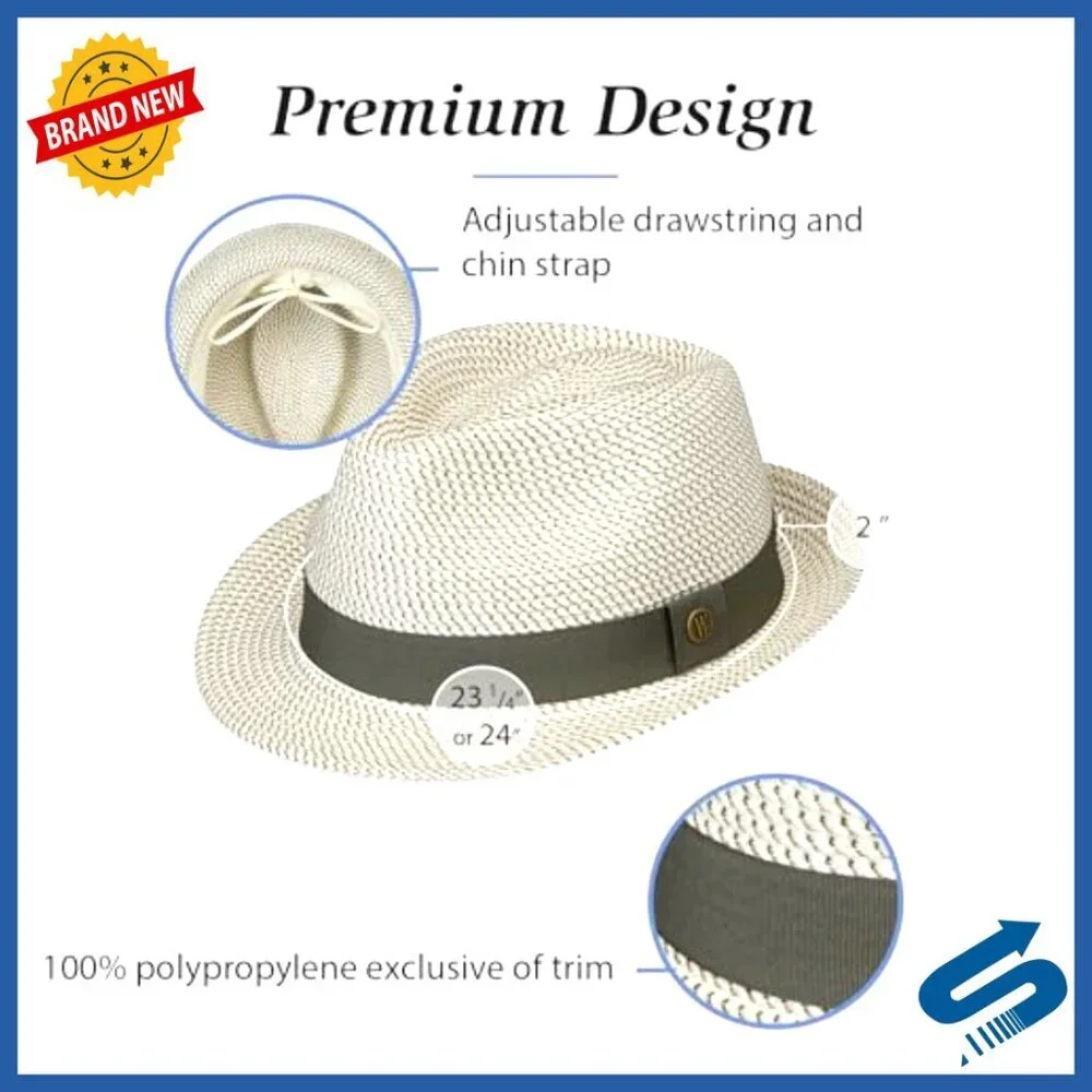 Adjustable Trilby Fedora Sun Hat, Travel-Friendly, Easy Care, Unisex
